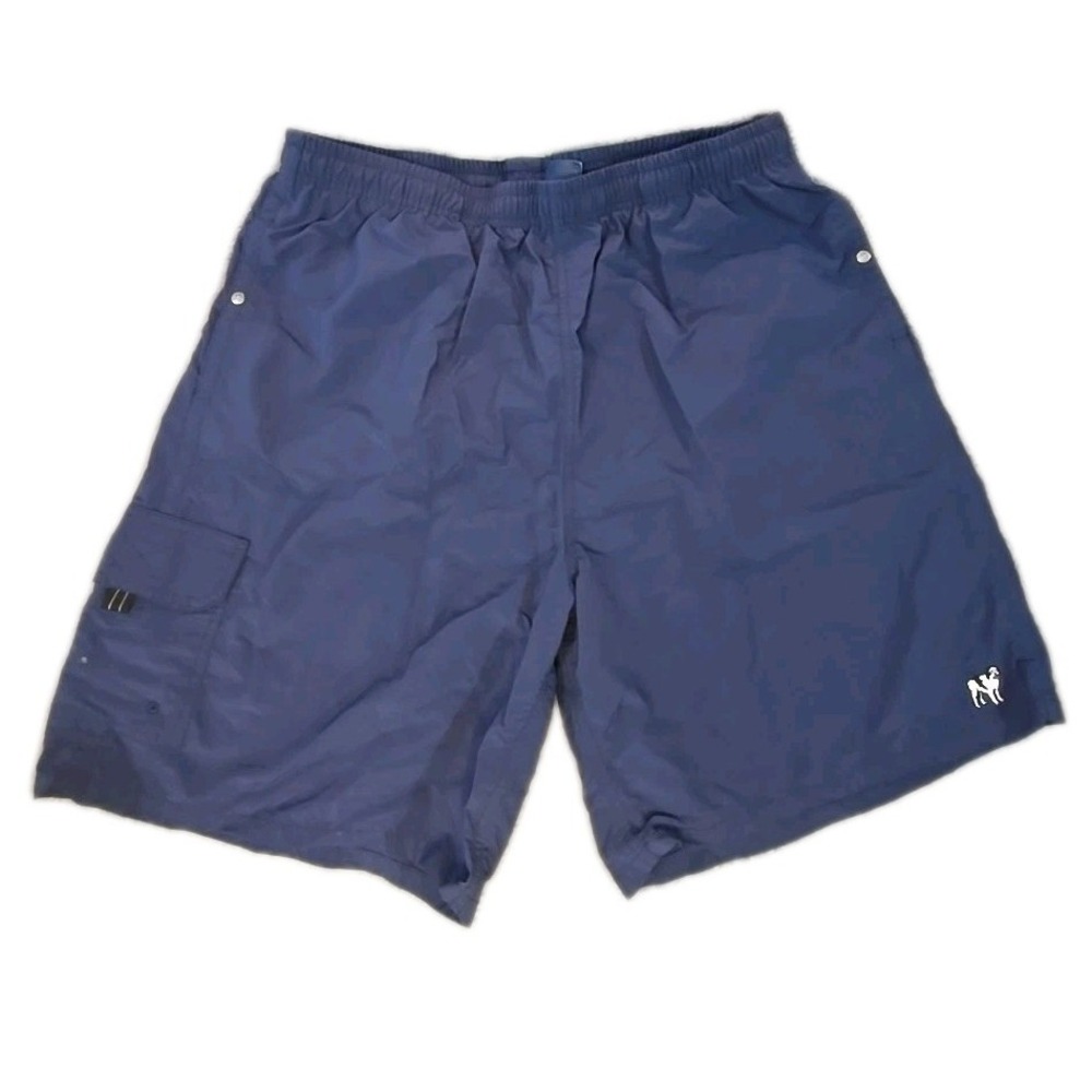 Vintage Big Dogs Swim Trunks Men's Size XL Blue Nylon Mesh Lined 90s Y2K